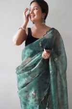 DarkSeaGreen-organza-printed-saree-(2)