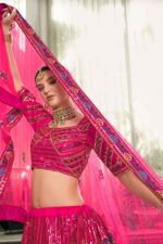 Deep pink silk net leenga choli set (3)