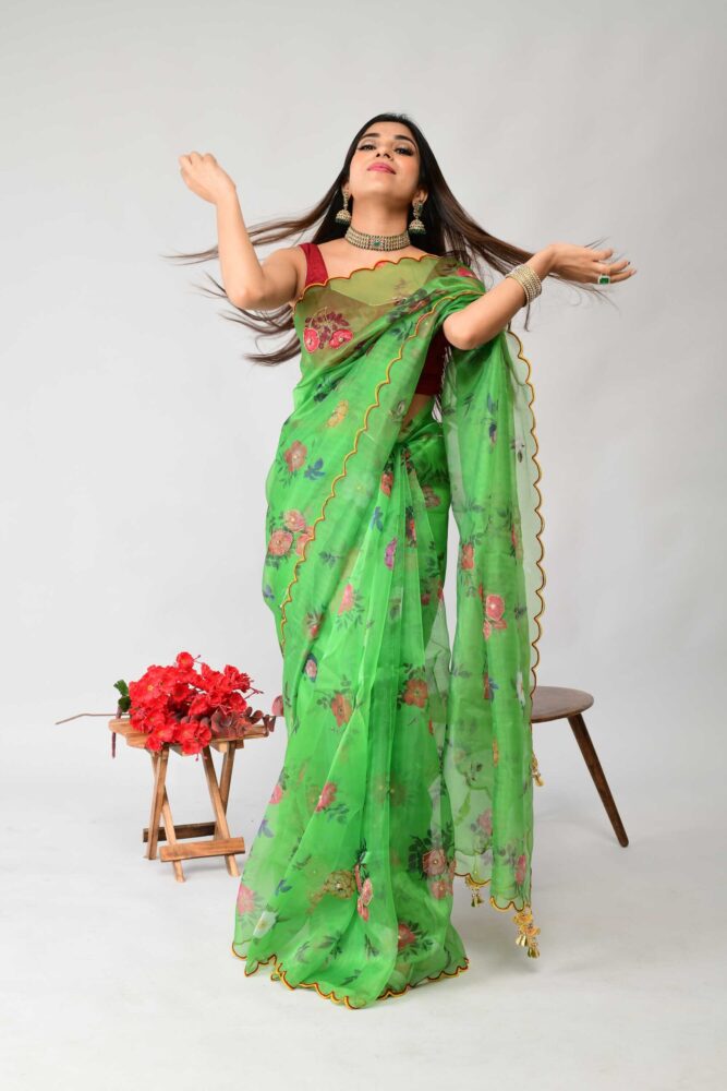 Buy Pure Satin Sarees Online | Double Cloth Organza Saree | Geetha Creation