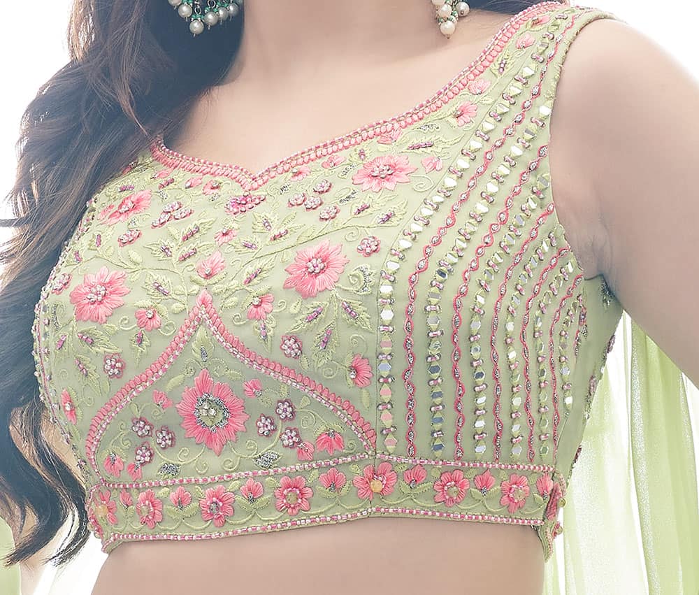 Green georgette lehenga choli