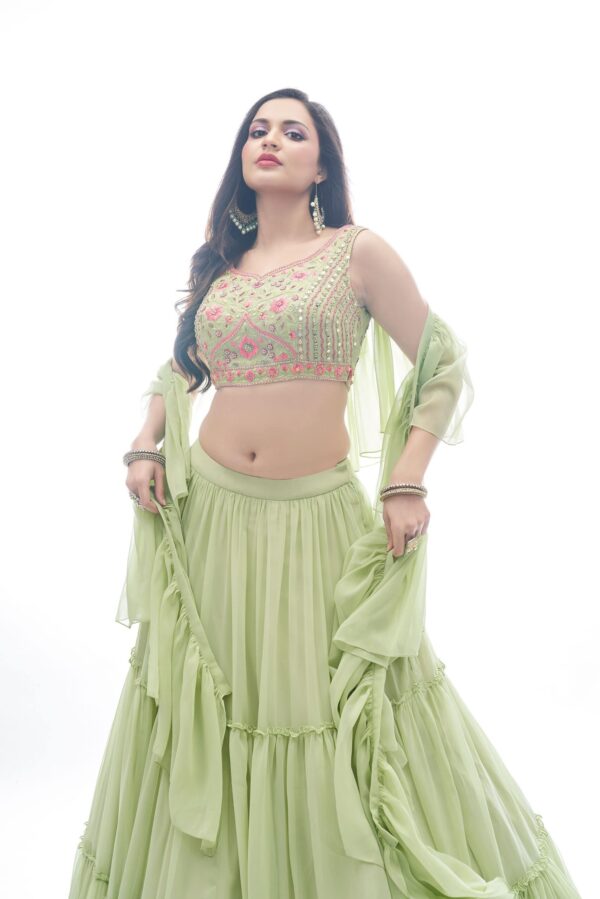 Green georgette lehenga choli