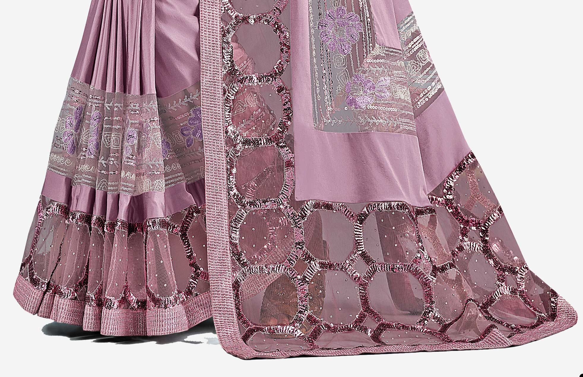 crepe pink color lycra saree