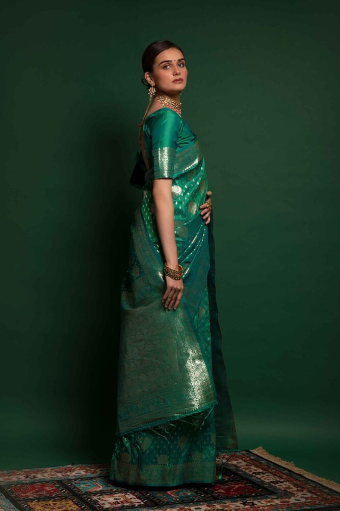 green silk saree