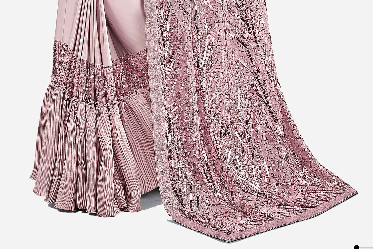 Light pink modern sequence lycra saree