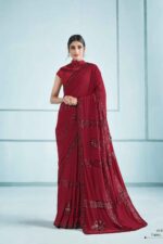 maroon-dark-red-embellished-lycra-saree