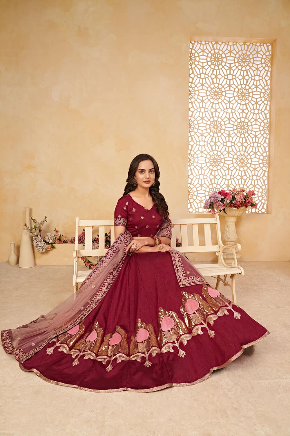 Erica Fernandes' dark red Sabyasachi lehenga is perfect for a 2020 bride -  Times of India