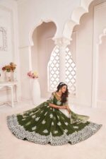 mehendi green butterfly net lehenga choli set (5)