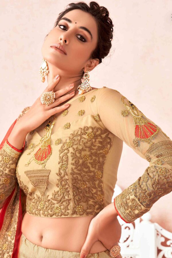 Dark cream premium net lehenga choli