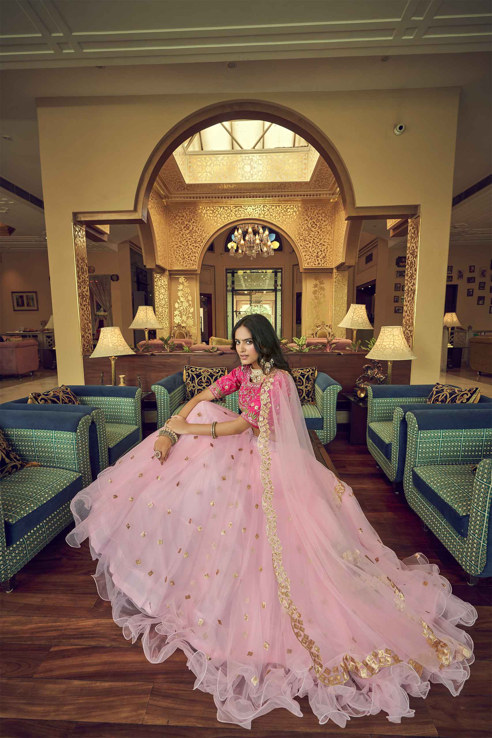 Heavy Designer Dori,Sequance Embroidery Work Soft Net Wedding Lehenga Choli  in Baby Pink - LC4418