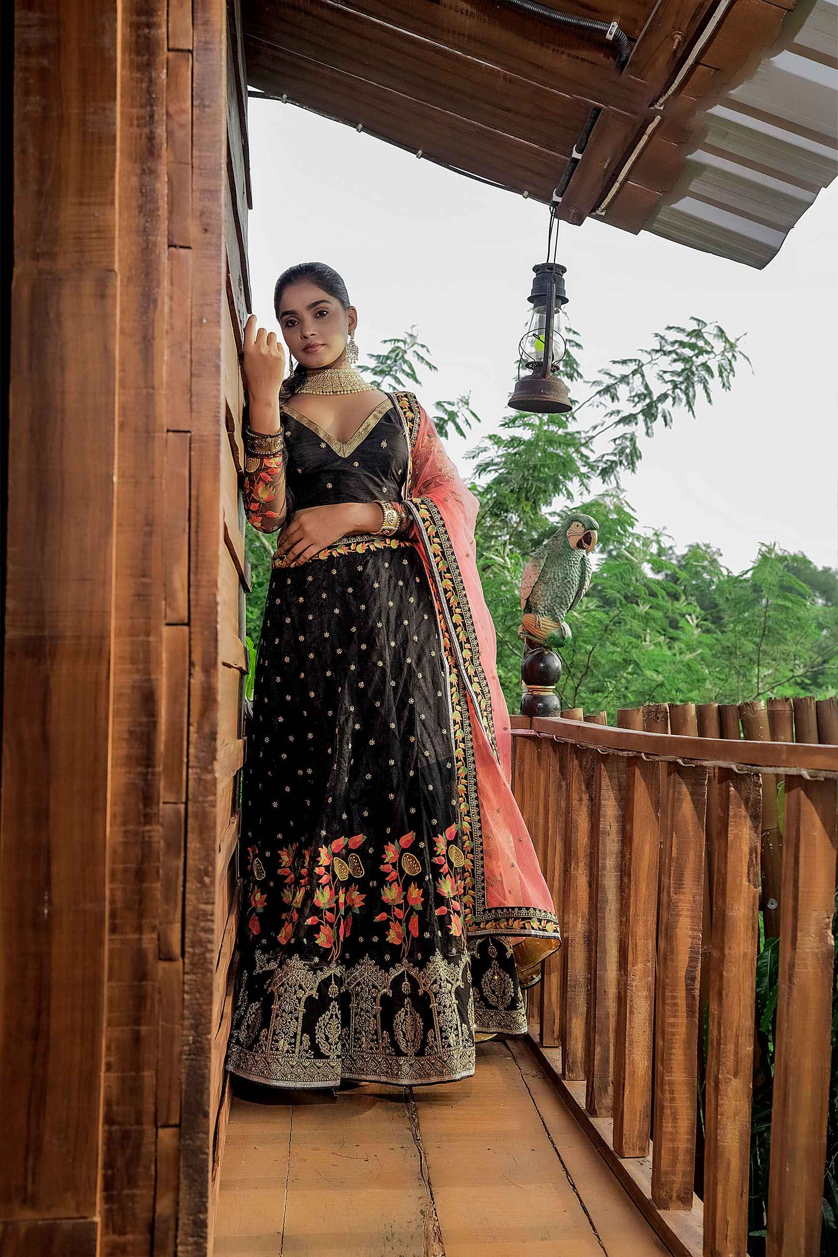 Buy Embroidered Banglori Silk Lehenga Choli In Black Colour Online -  LLCV01307 | Andaaz Fashion
