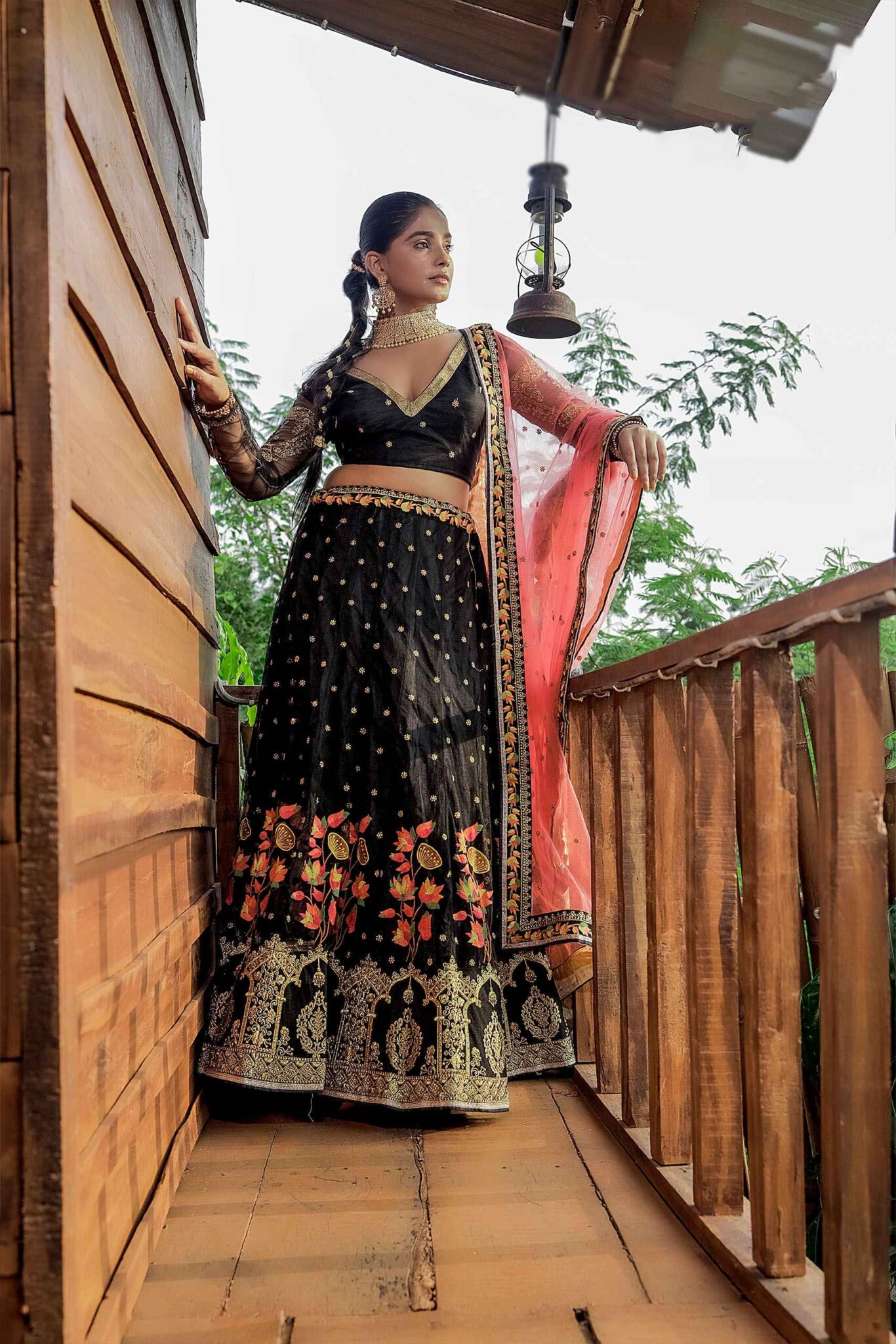 Black Velvet Dress Set in Gota Patti Embroidery – KavitaBhartia