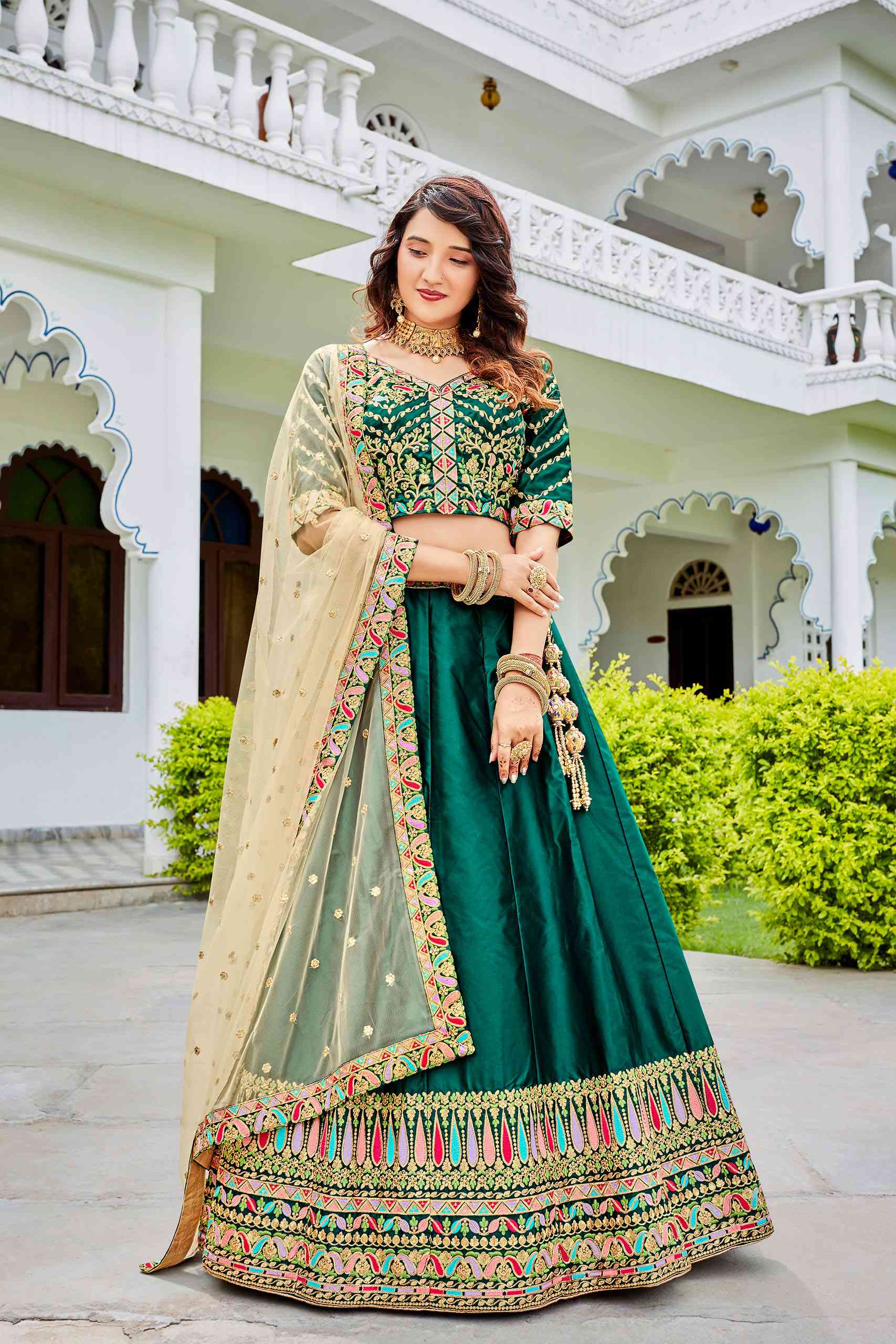 Buy Pista Green Paithani Silk Lehenga Choli (NWG-1414) Online