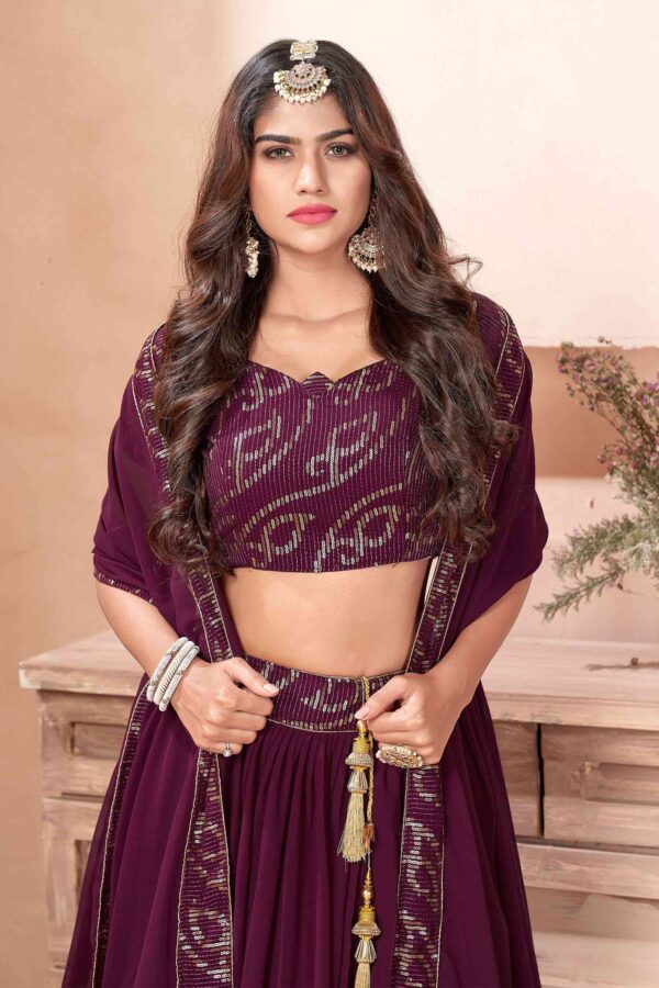 Maroon georgette sequince lehenga choli