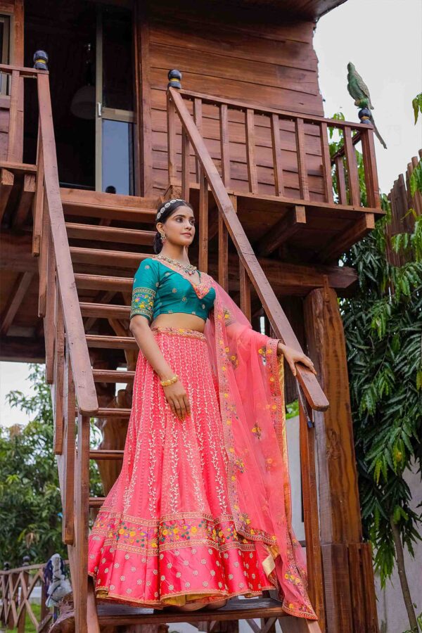 Pink premium diamond work lehenga choli