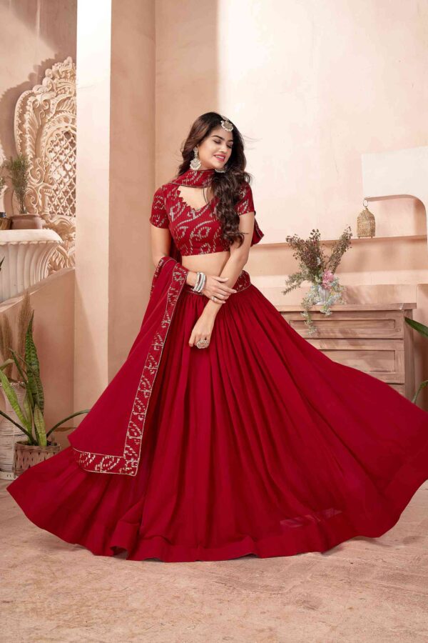 Red georgette sequence lehenga choli