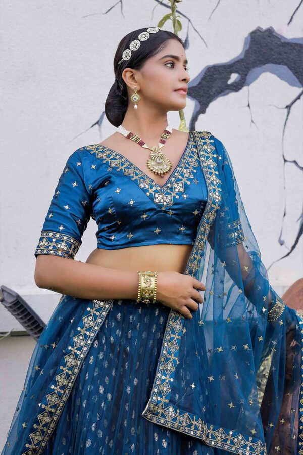 Teal blue premium lehenga choli set