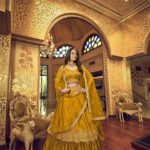 Yellow heavy silk & satin western style designer lehenga choli