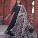 Black Embroidery Zari And Sequince Work Gown With Dupatta