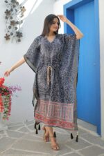 Black-Kaftan-Chinon-Crochet-Digital-Print-With-Tassels-4