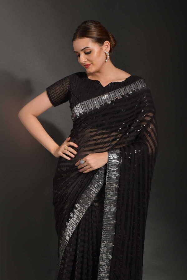 Black Sequin Glamour Saree (embroidery and sequence work)