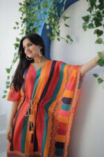 Multi-Color-Kaftan-Chinon-Crochet-Digital-Print-With-Tasseles-4