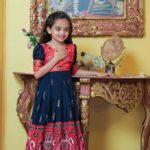Neavy Blue Patola Dola silk Gown Froak for Girls (1 to 15 Years)