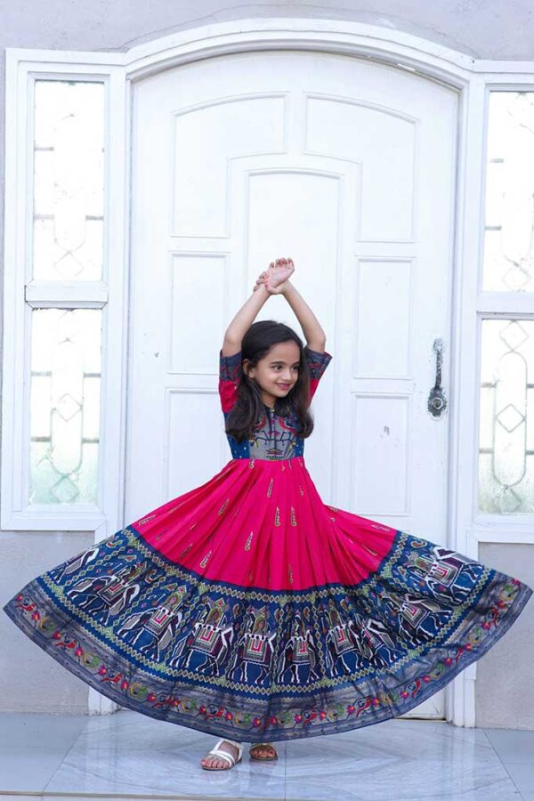 Pink Patola Dola silk Gown Froak for Girls (1 to 15 Years)