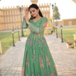 Pista Green Sequence and Embroidery Work Premium Gown
