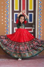 Red Dola Silk Patola Gown for Girls (1 to 15 Years) (4)