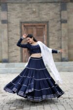 Black Elegant Reyon Lehenga Choli Set with Gota Patti and Mirror Work (4)