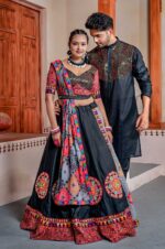 Black Panihari Lehenga Choli Heavy Embroidery Sequence Thread + Foil Print + Kutchi Lace (4)