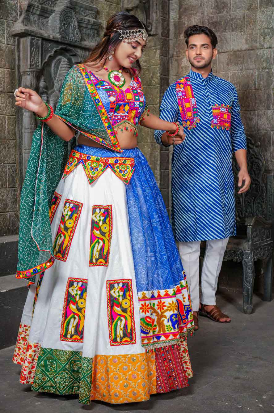 Ahhaaaa Girls Cotton Lehenga Choli with Dupatta Set (Dandiya Dress) –  ahhaaaa.com
