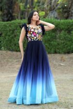 Blue Readymade Designer Gown (4)