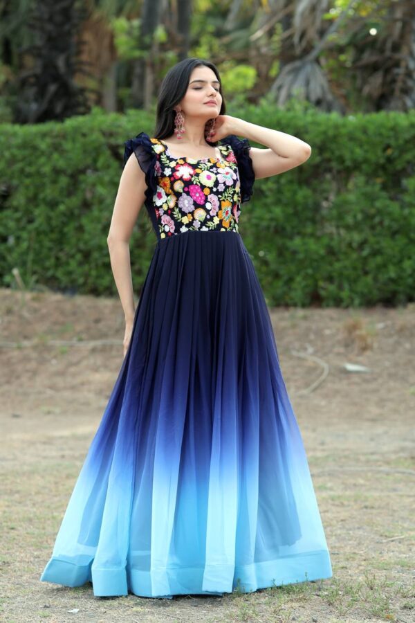Blue Premium Designer Gown For Women