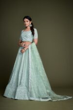 Bottle Green Trendy Georgette Lehenga Choli Set (4)