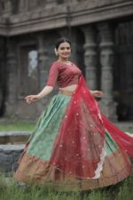 Bottle and red color onam special lehenga choli (2)