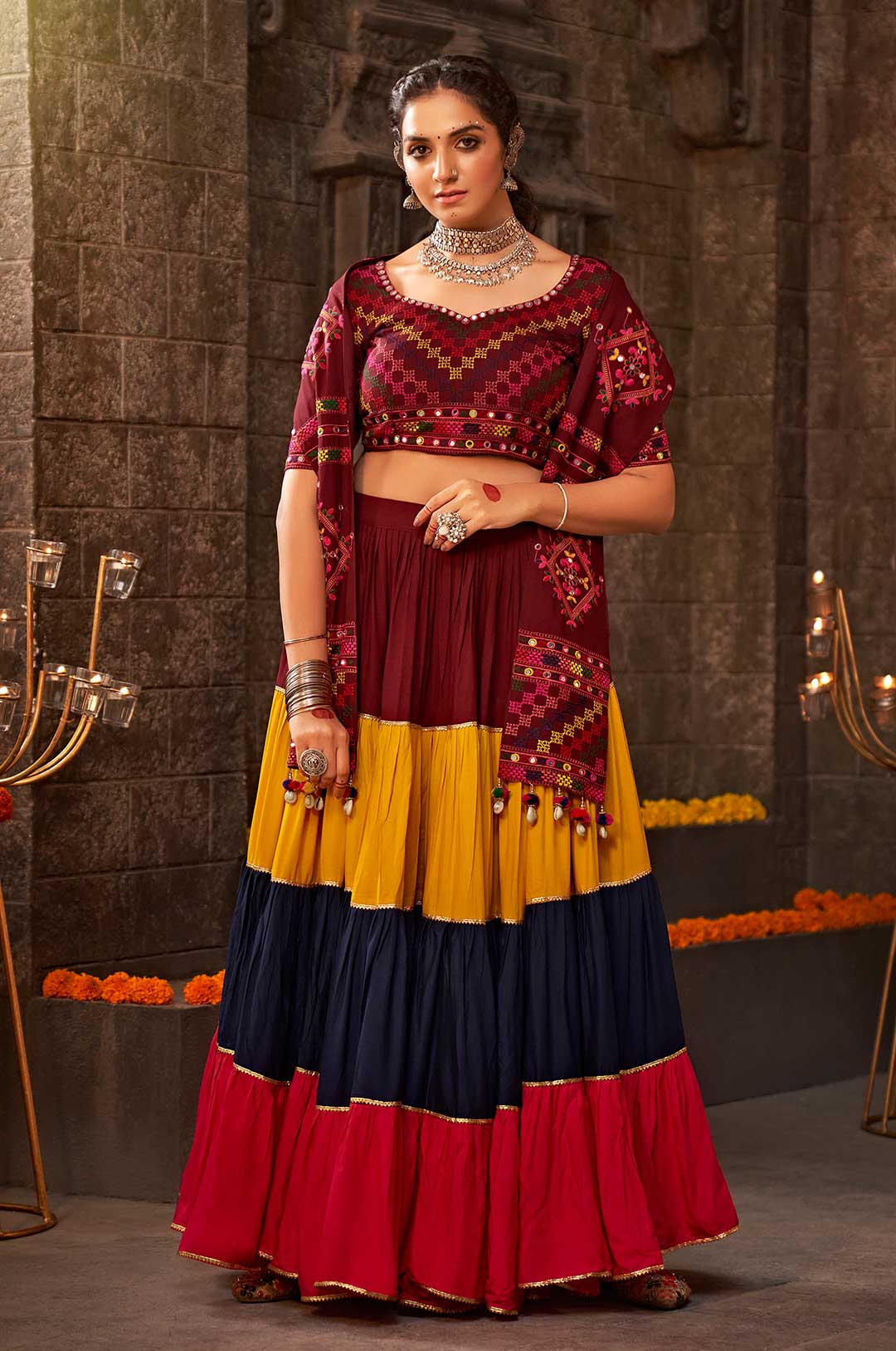 Dandiya raas lehenga choli for navratri design no.55 Multi color