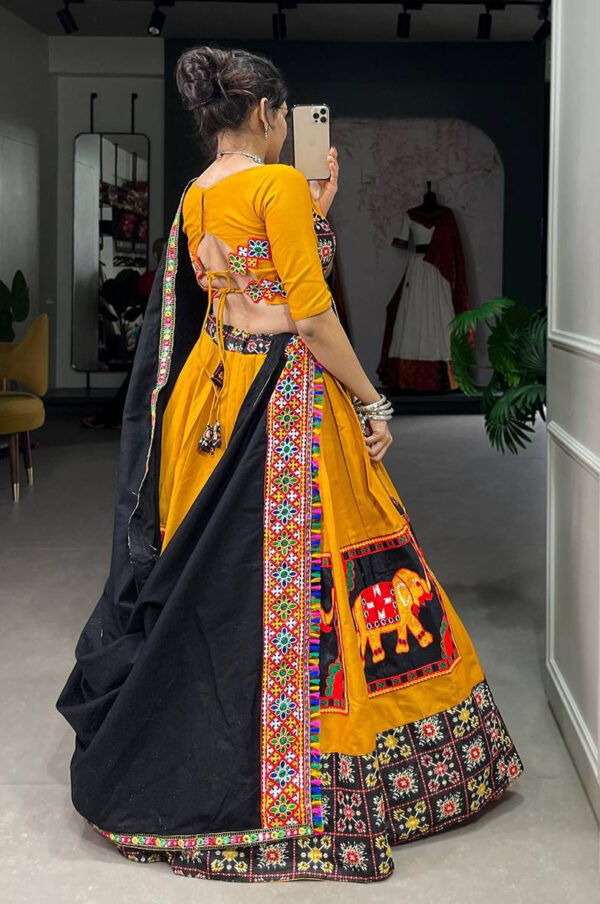 Gorgeous Yellow Gamthi Work Lehenga Choli for navratri