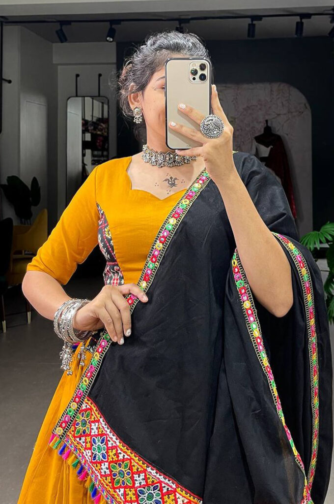 White Pure Rayon Mirror Gamthi and Gotta Patti Work Lehenga Choli