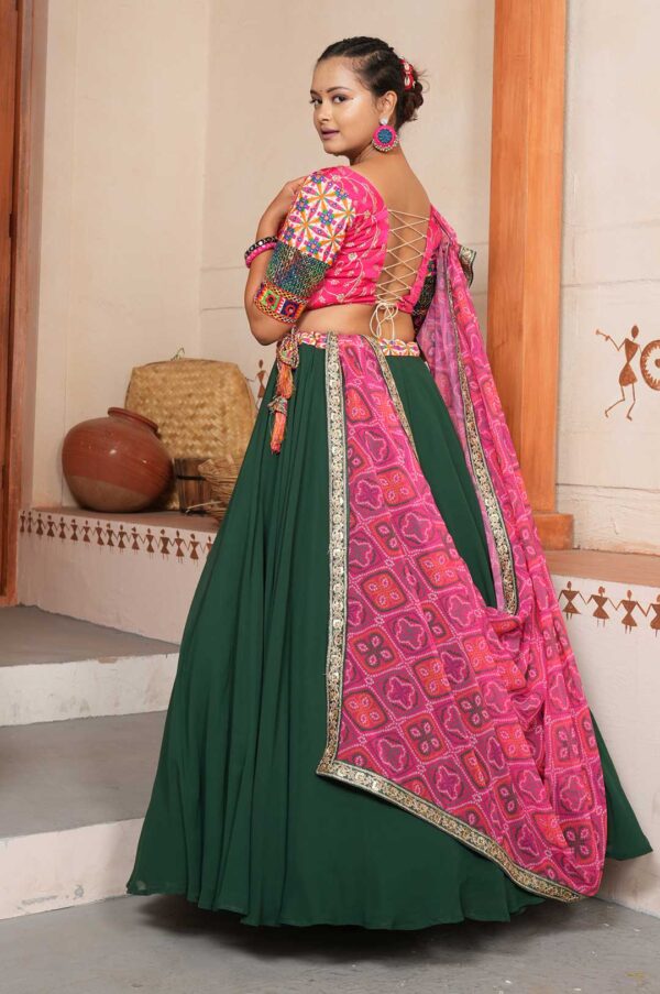 Embroidery Thread & Zari WorkForever Green Traditional Lahenga Choli