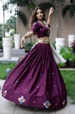 Mirror Work Navratri Lehenga Choli with Lucknowi Dupatta (2)