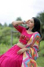 Navratri Special Designer Reyon Lehenga Choli with Dupatta Set - Pink Color (3)