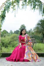 Navratri Special Designer Reyon Lehenga Choli with Dupatta Set - Pink Color (5)