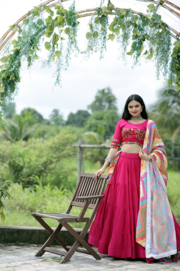 Navratri Special Designer Pink Lehenga Choli with Dupatta Set