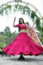 Pink Navratri Special Designer Reyon Lehenga Choli with Dupatta Set 💃🏻 (4)