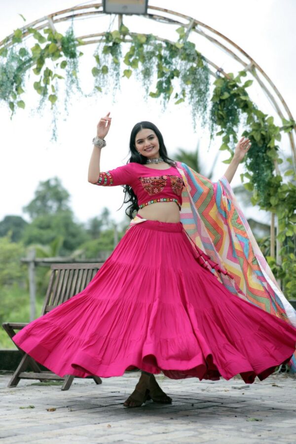 Navratri Special Designer Pink Lehenga Choli with Dupatta Set