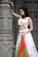 white real mirror work lehenga choli for navaratri (1)