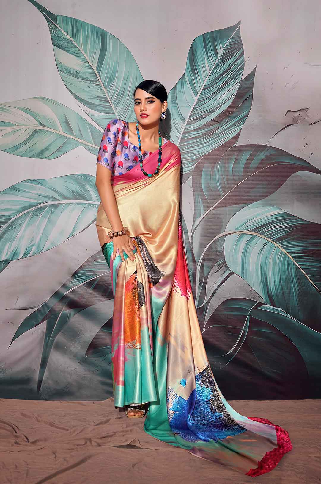 Yellow And Green Designer Printed Patola Silk Saree | Kolour