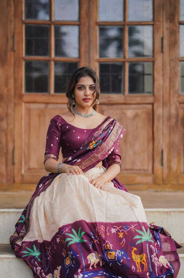 Royal Elegance Lehenga Set - silk lehenga choli brown - Printed with Foil Work