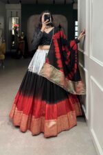 handmade-shibori-print-and-zari-border,-white-black-and-red-colour-combination-lehenga-choli-set-in-pure-chanderi-silk-(2)